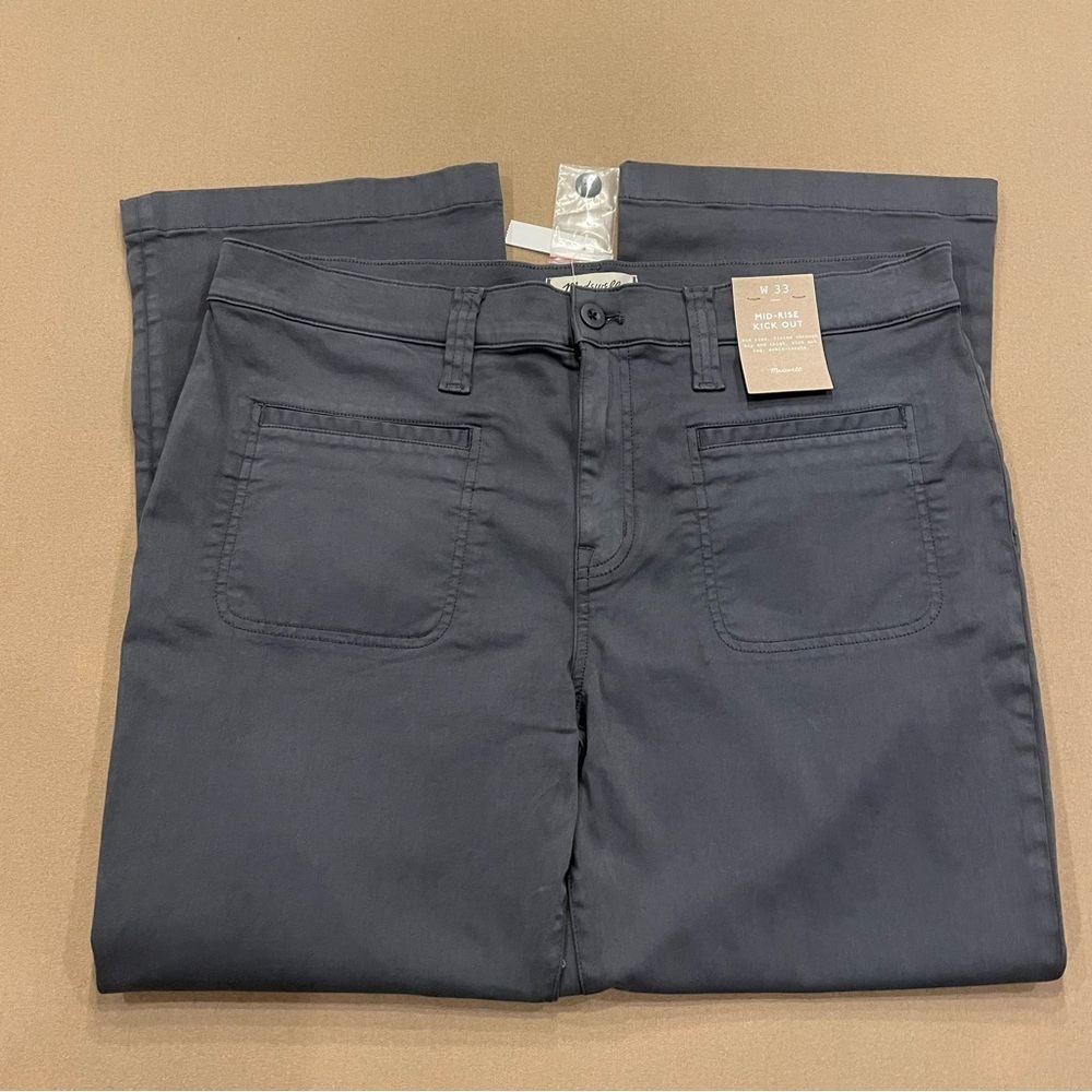 Madewell Kick Out Crop Pants Garments Dyed Sateen Dark Pavement Size 33 NWT - Picture 4 of 15